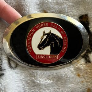 Percheron Association Horse Belt Buckle Vintage